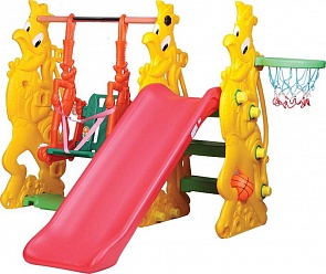 Горка – Петушок, с баскетбольным кольцом, надувным мячом и качелями (Ching-Ching, SL-15)